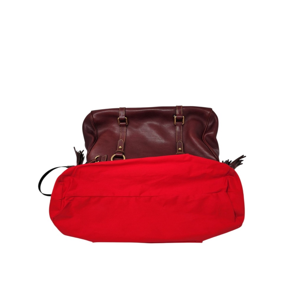 Dooney & Bourke Florentine Satchel Bordeaux Red Vacchetta Leather Tassel Bag - Picture 11 of 15